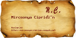 Mircsonya Ciprián névjegykártya